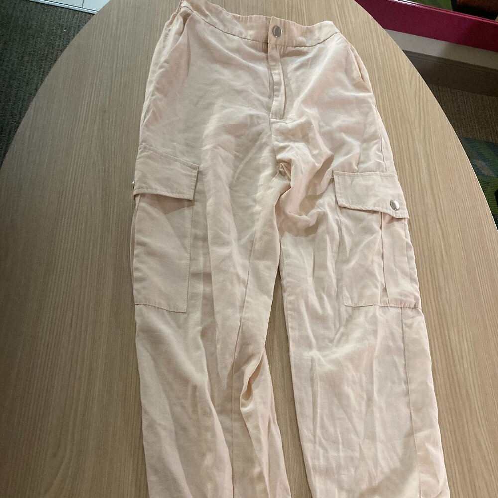 Princess Polly Tan Jogger Style Pants US Size 2 Cargo Pockets Elastic Waist